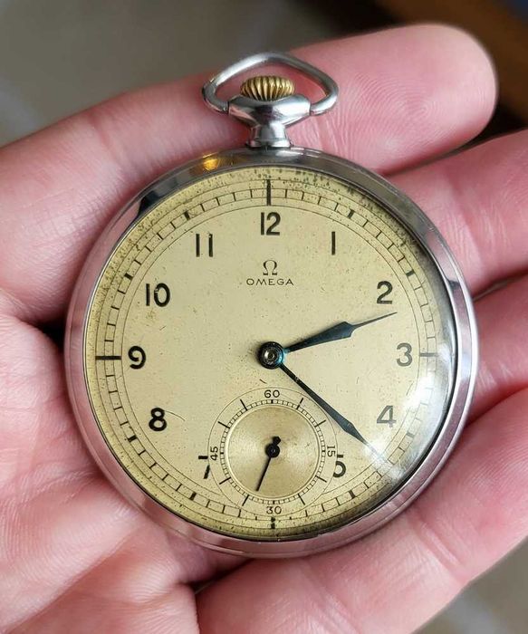 Zegarek Omega Art Deco kieszonka vintage stalowa 38.5L T1 - 1937r