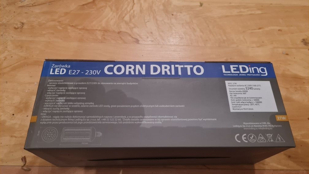 Żarówka LED Corn Dritto 27W 3240lm 270W!!! E27 4000K Megamoc 50% ceny