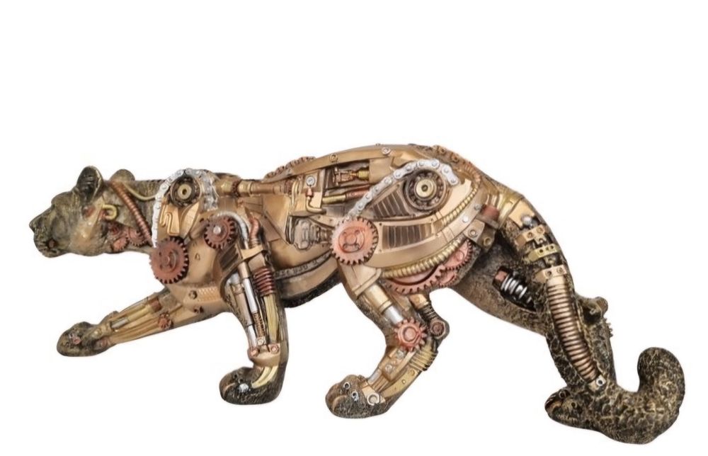 Estátua de pantera estilo steampunk