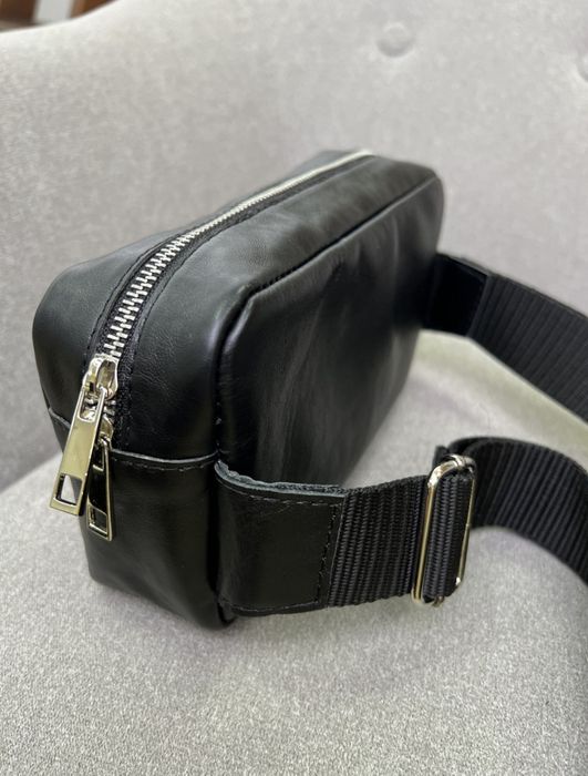 Крутая мужская бананка кентуки, кожаная черная сумка через плечо