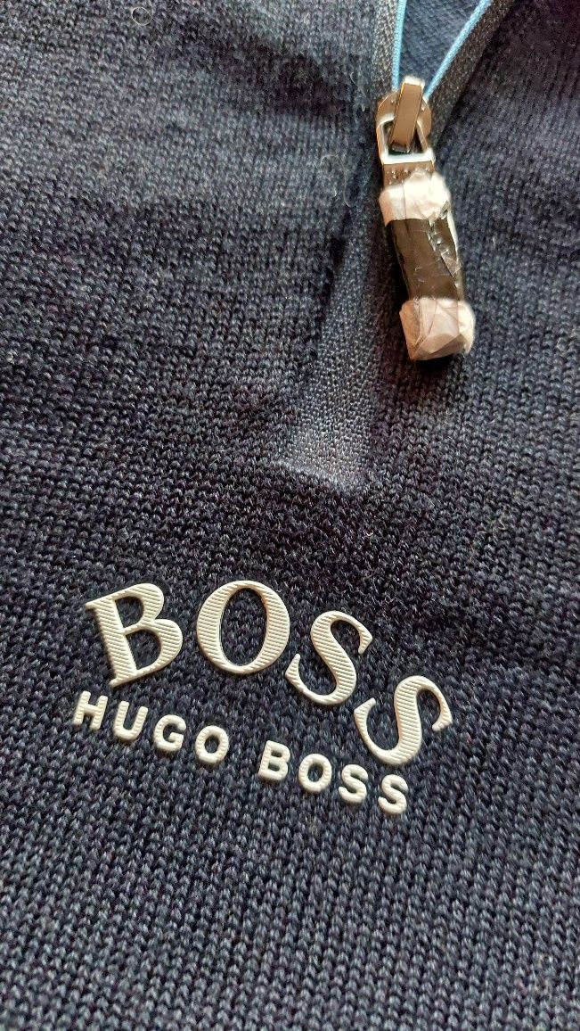 Boss nowy sweter męski rozpinany golf wełna r. XL