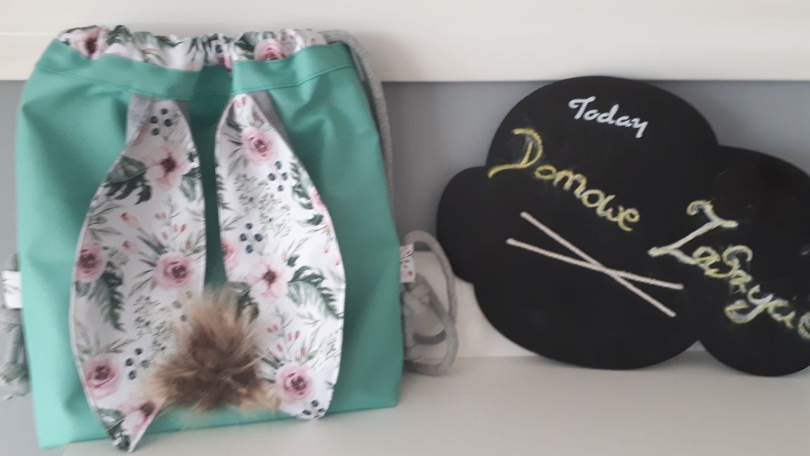 Workoplecak, worek, plecak dla przedszkolaka krolicze uszy Handmade