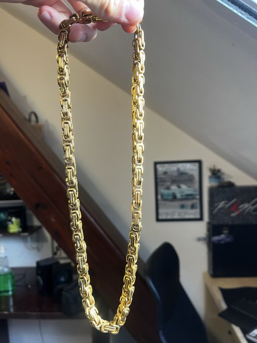 Gruby lancuch meski złoty splot krolewski stal chirurgiczna