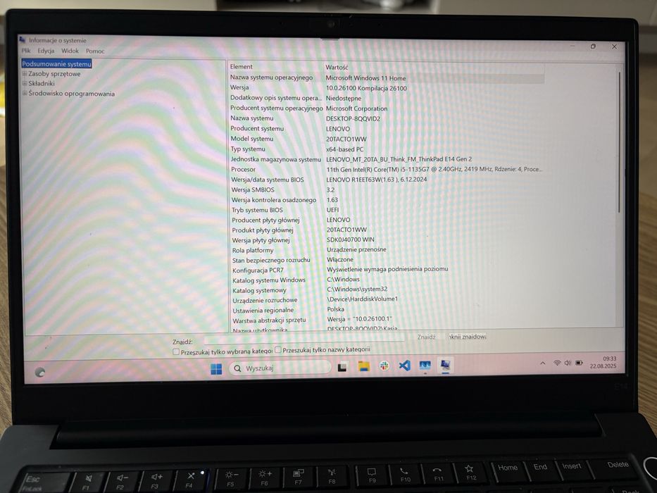 Lenovo ThinkPad E14 gen. 2 | i5-1135G7 | 8 GB | SSD 256 | 14”