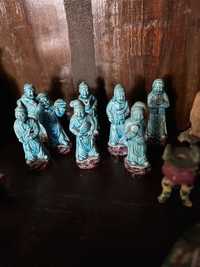 conjunto de  8 figuras chinesas de cor azul