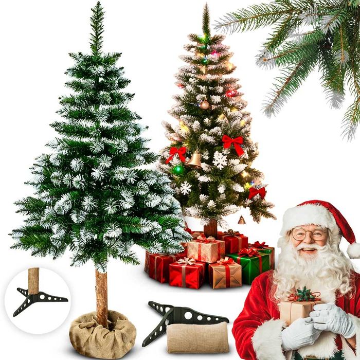 CHOINKA SZTUCZNA Sosna Na Pniu Diament Ośnieżona 180CM Jak ŻYWA GĘSTA