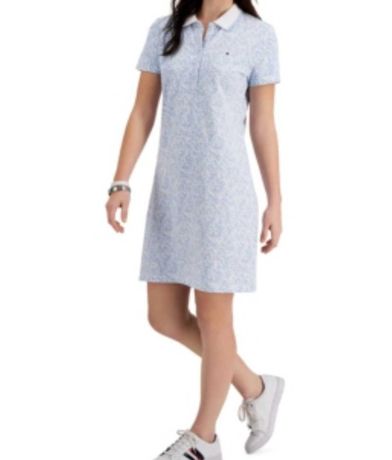 Нежное брендовое бело-голубое платье-поло Tommy Hilfiger