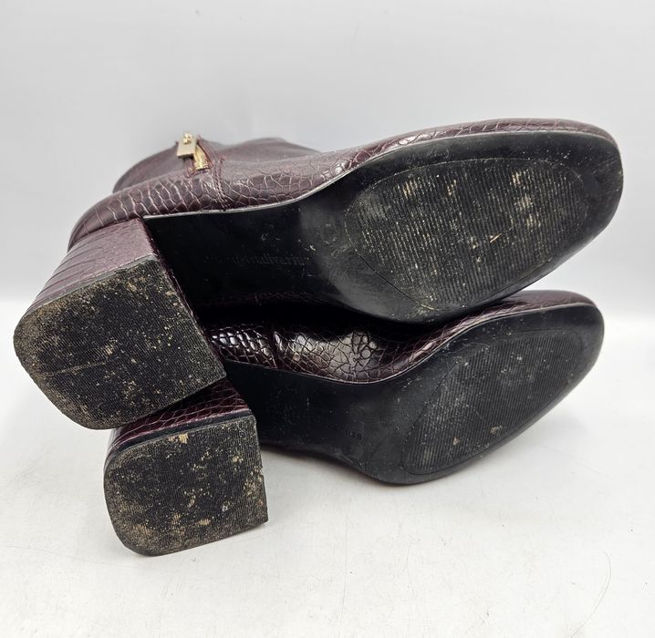 Botki Damskie Imitacja Skóry Krokodyla Stradivarius Bordowe Rozmiar 38