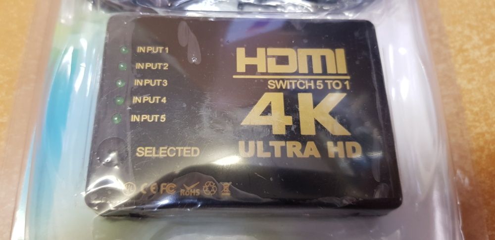 HDMI 4K свитч с пультом переключатель с 5 вх. на 1 для ТВ switch свич