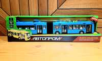 Тролейбус великий Автопром синій з гармошкою рогами звук світло інерці