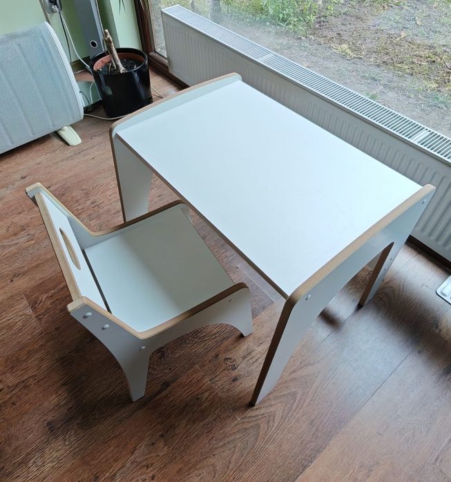 Biurko dla przedszkolaka Stolik i krzesło dla dziecka biale