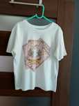 Koszulka bawełniana T-shirt biały z nadrukiem kot the magicat Sinsay X