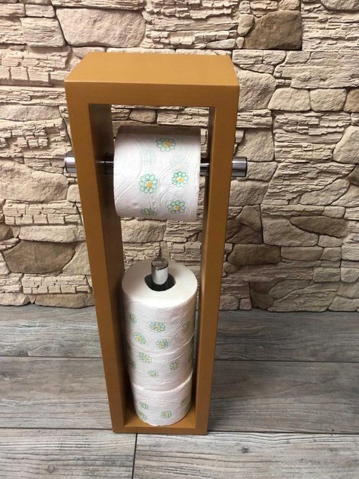 Stojak EKO drewniany na papier toaletowy DĄB - różne kolory