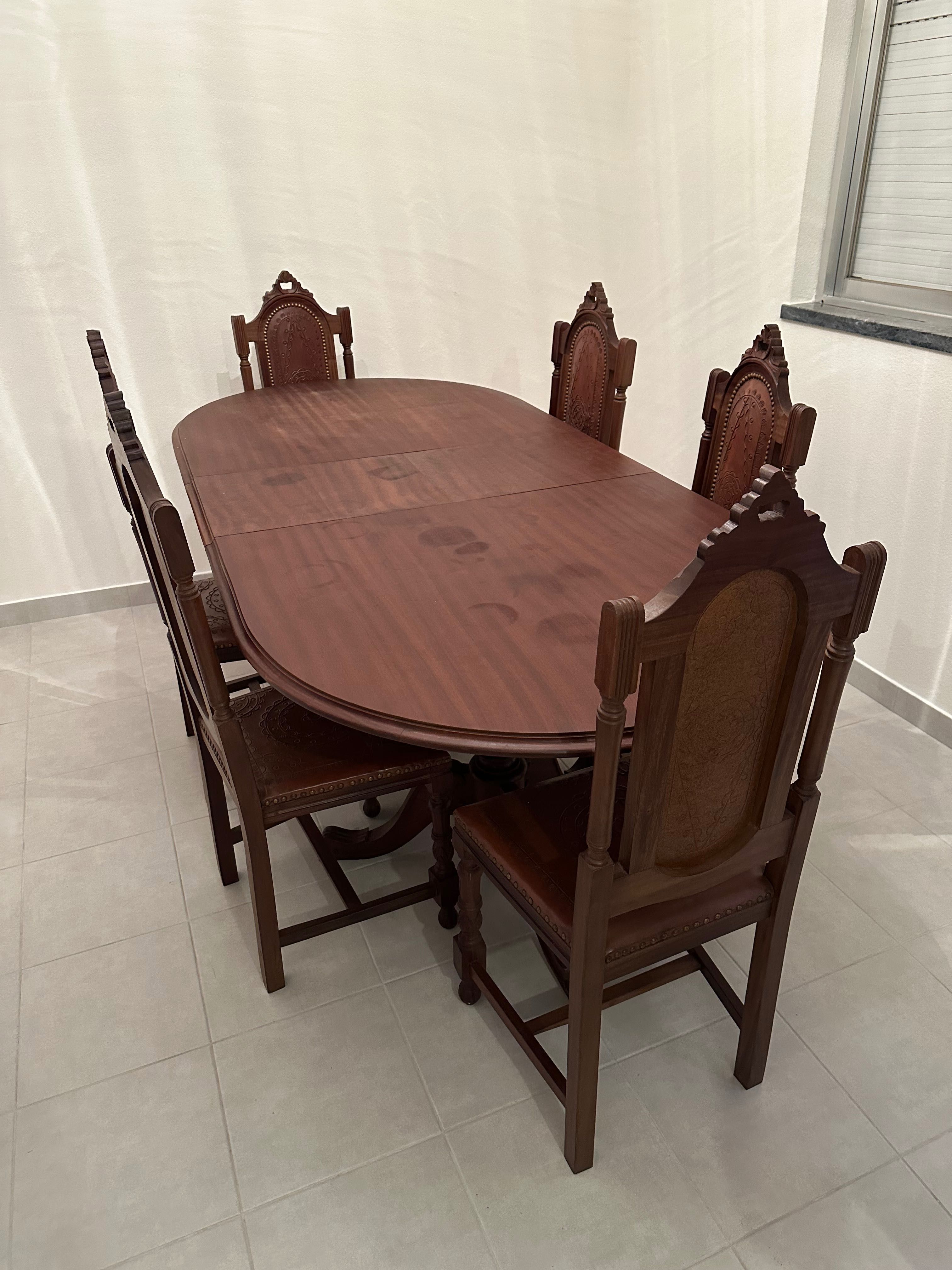 Jantar mesa com cadeiras madeira 8x