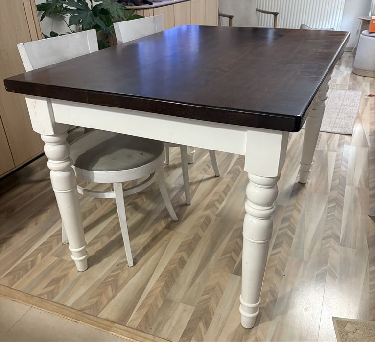 Stół prowansja, dębowy blat ,prowansalski z krzesłam w gratisie