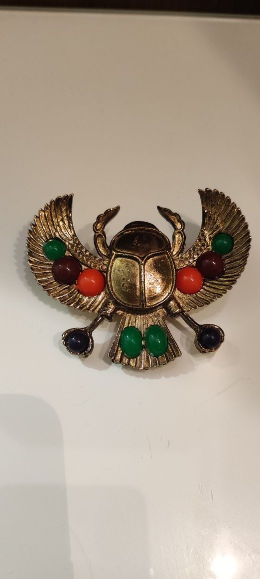 Unikat Kolekcjonerska Broszka Skarabeusz