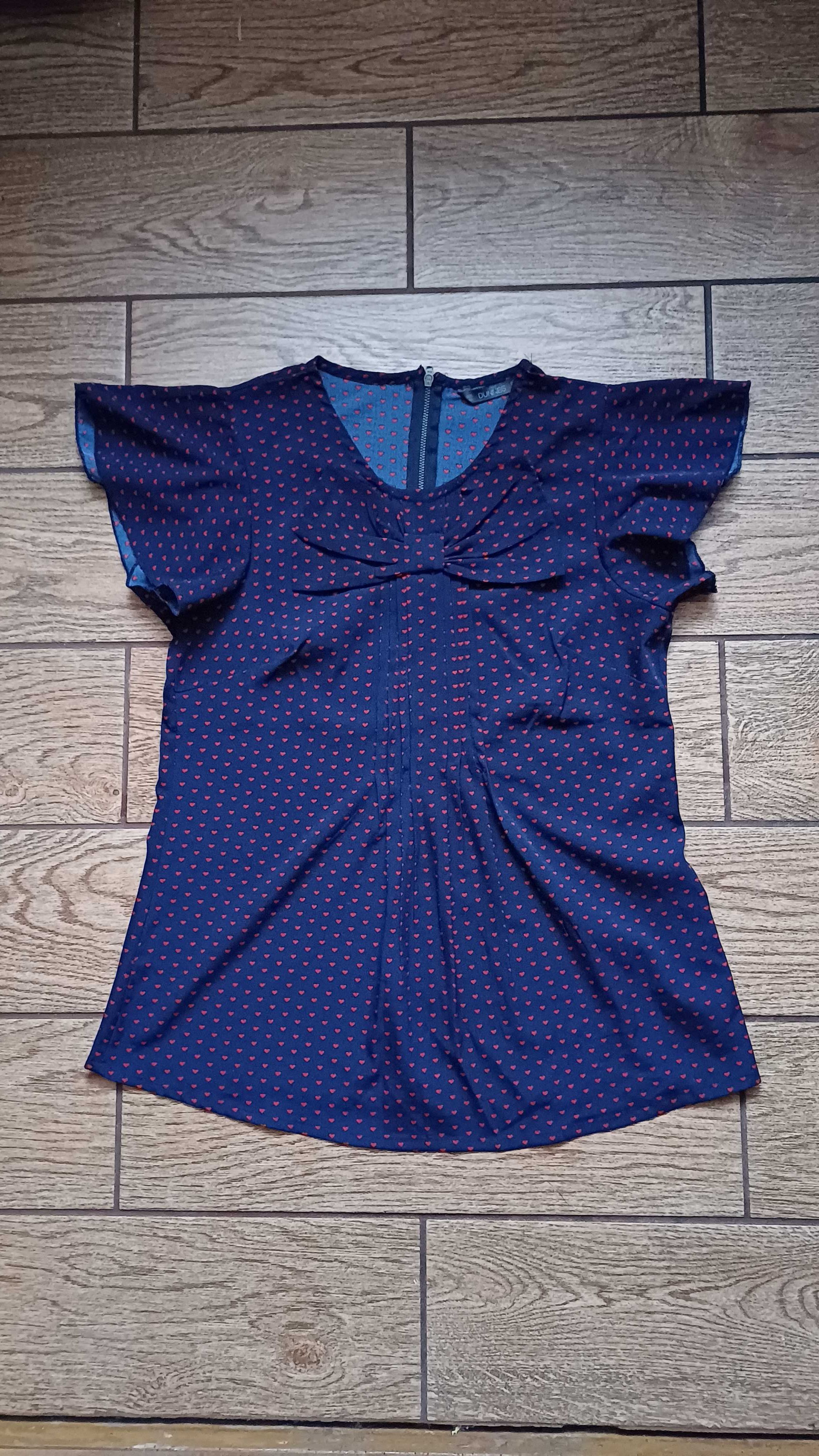 Granatowa bluzeczka DUNNES w serduszka r. 38 (M)