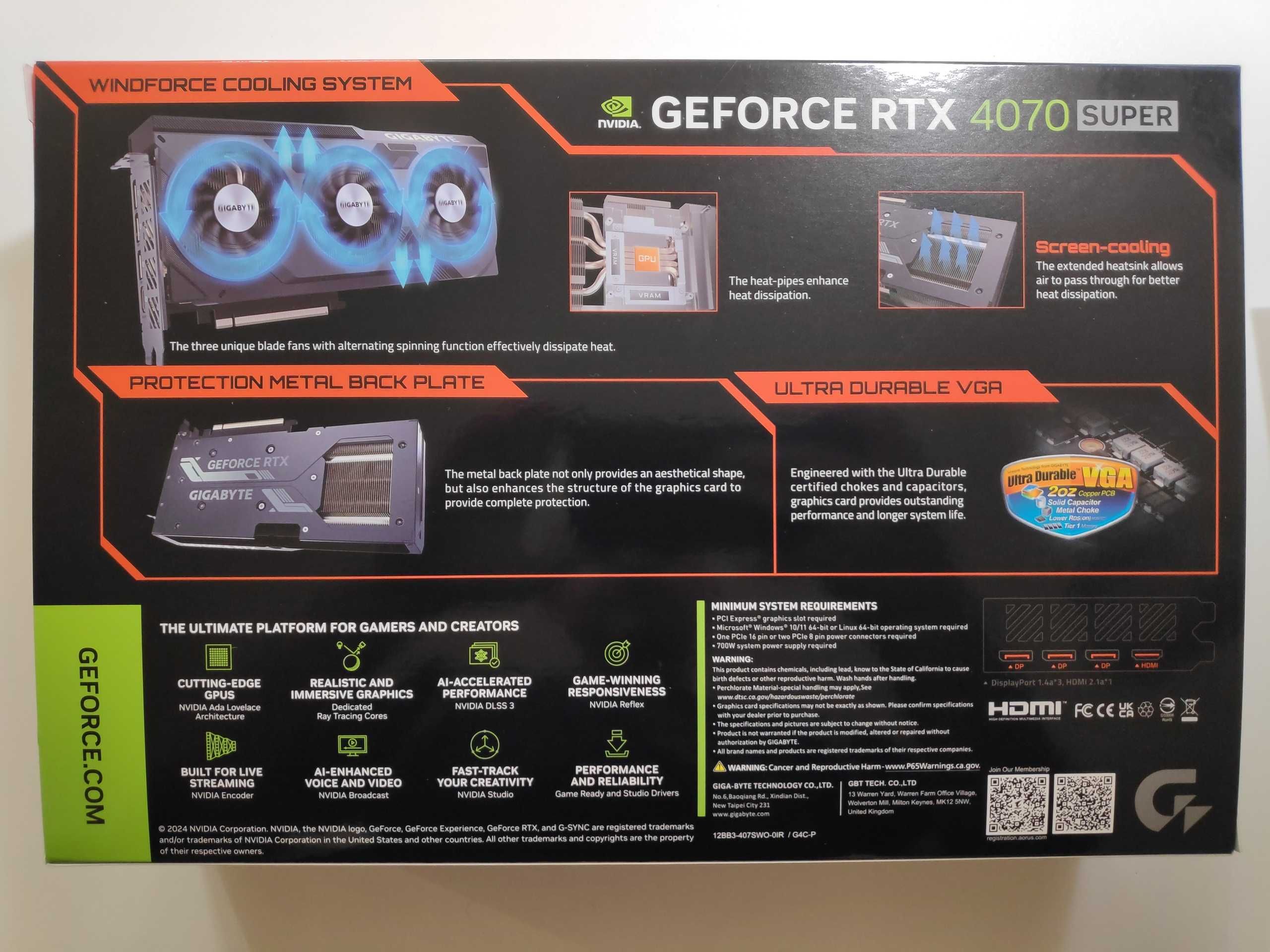 Видеокарта Gigabyte RTX 4070 SUPER WINDFORCE OC 12GB Новая