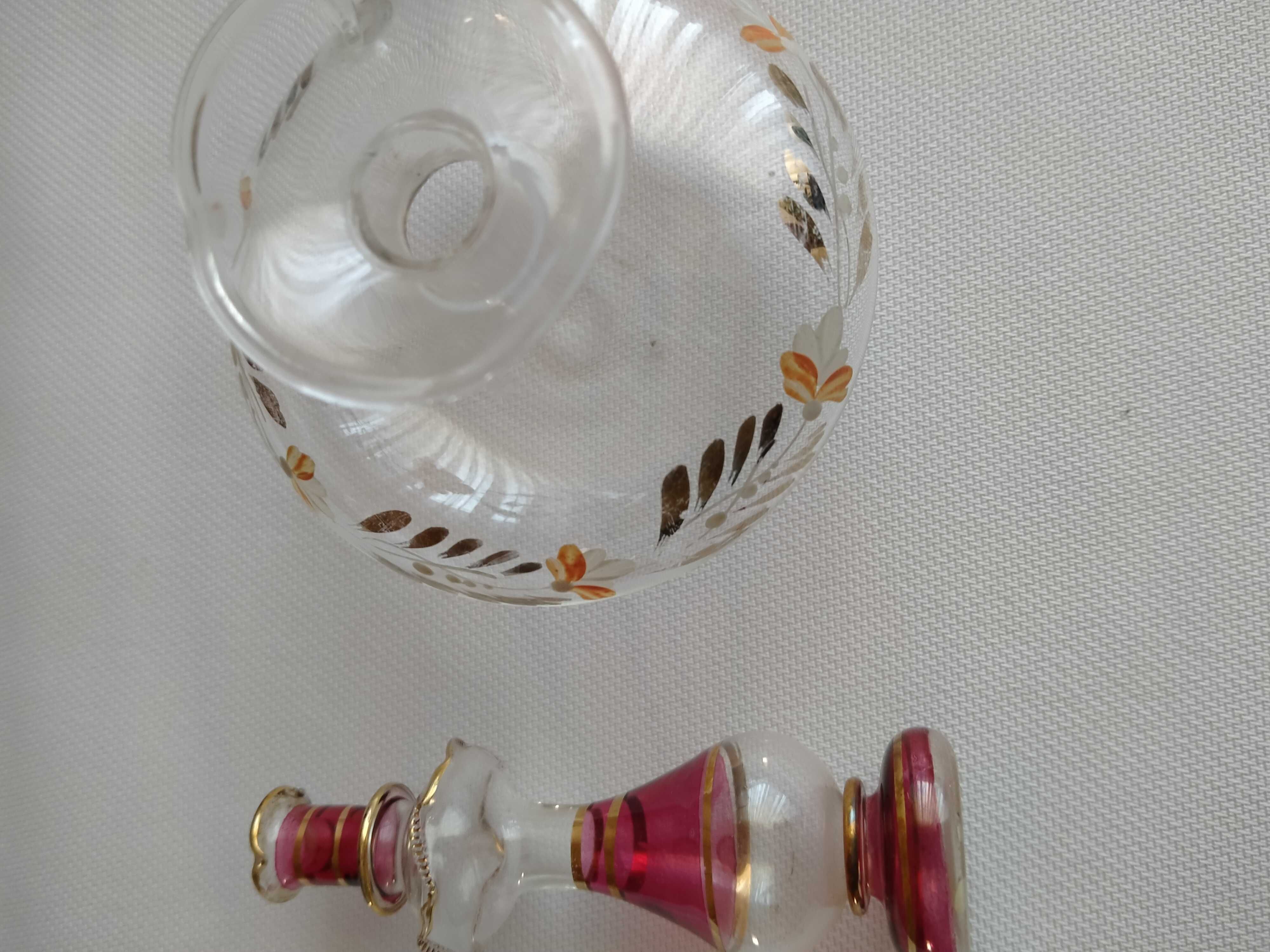 STARE flakoniki  karafki 2 szt. miniatury orientalne ręcznie malowane