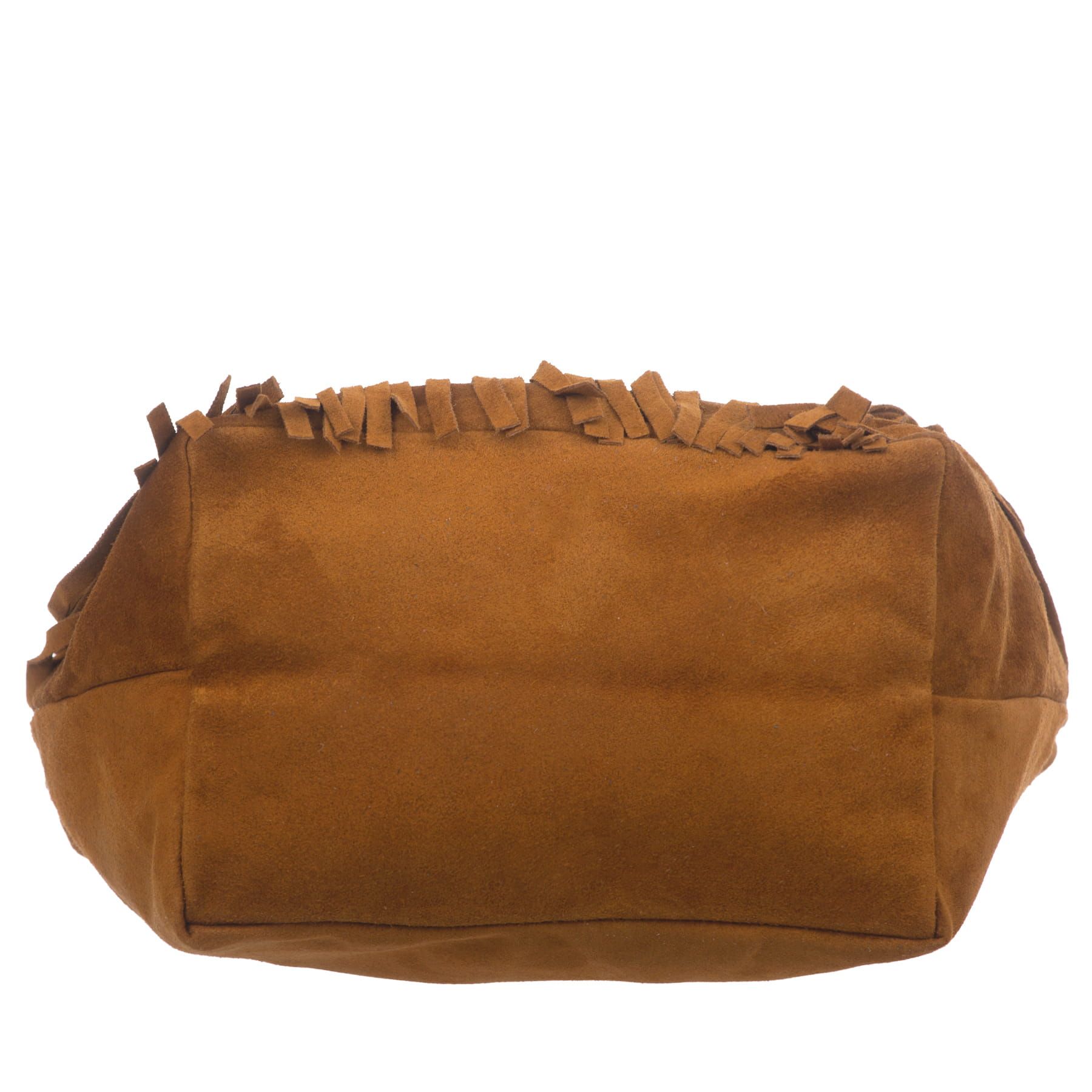 VERA PELLE torebka zamszowa shopper boho z frędzlami V650 khaki
