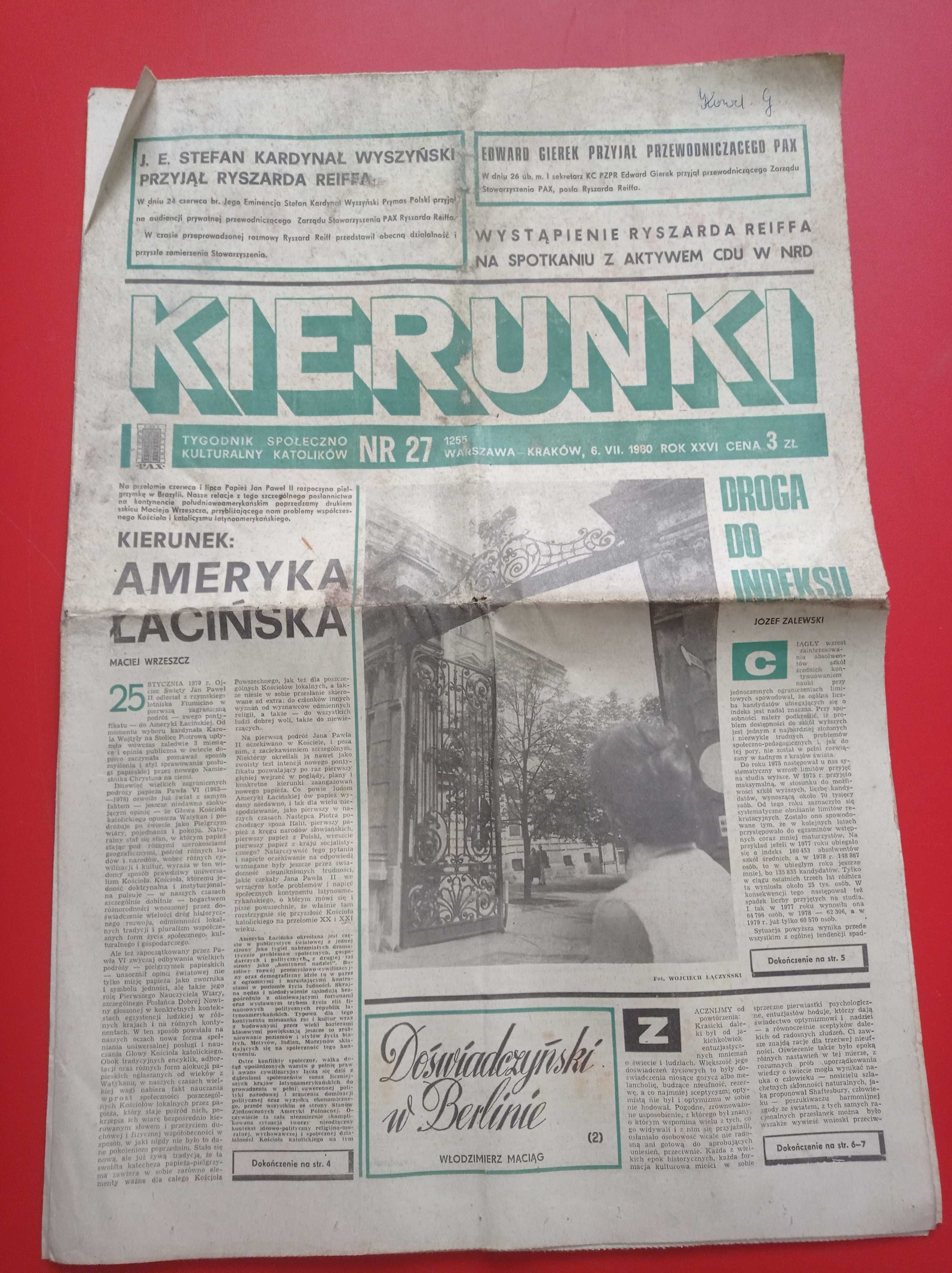 Kierunki tygodnik nr 27 / 1980; 6 lipca 1980