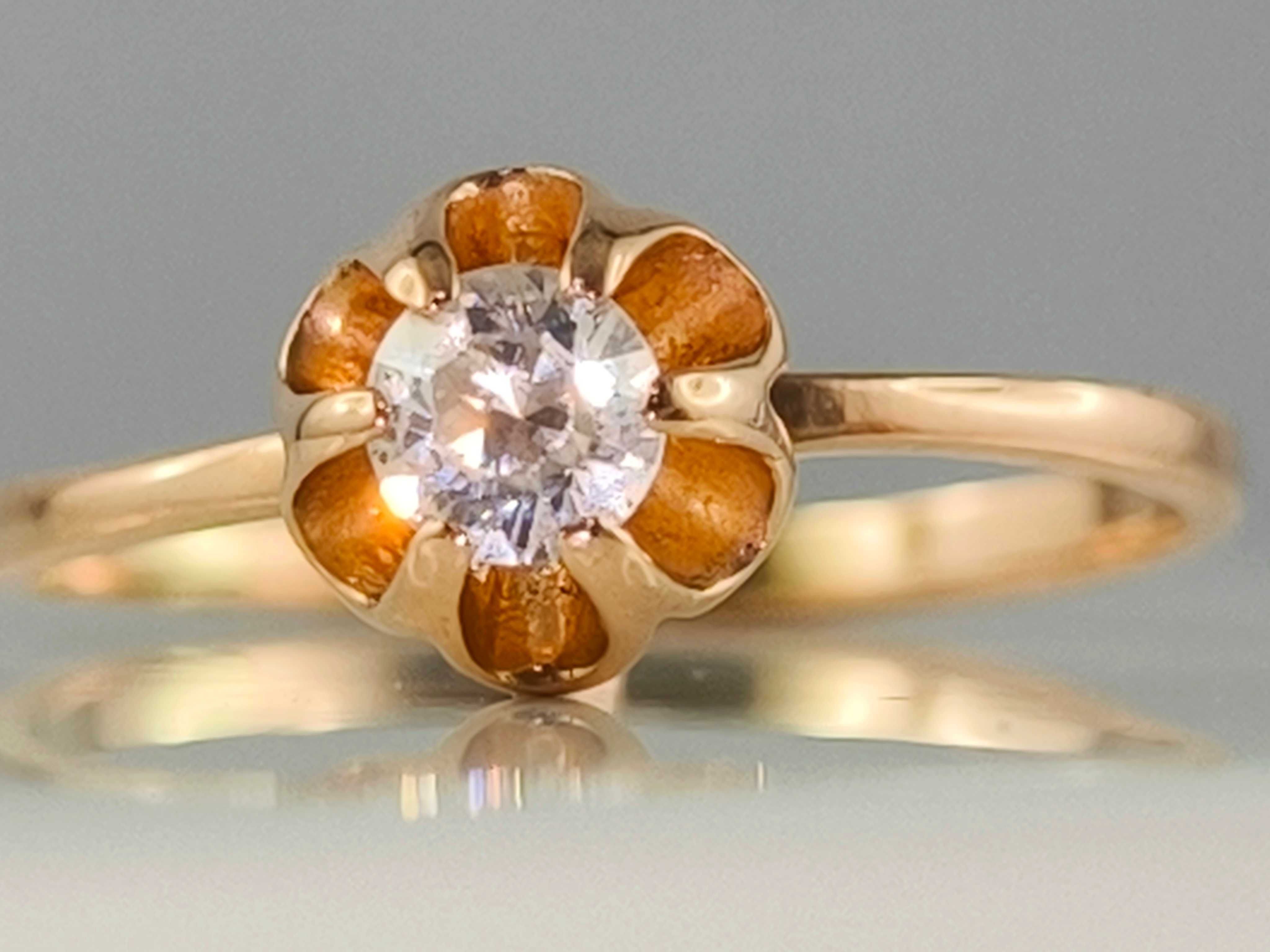 Stary Złoty PIERŚCIONEK z Cyrkonią Rose Gold 14K / Pr.583 / 1,56g
