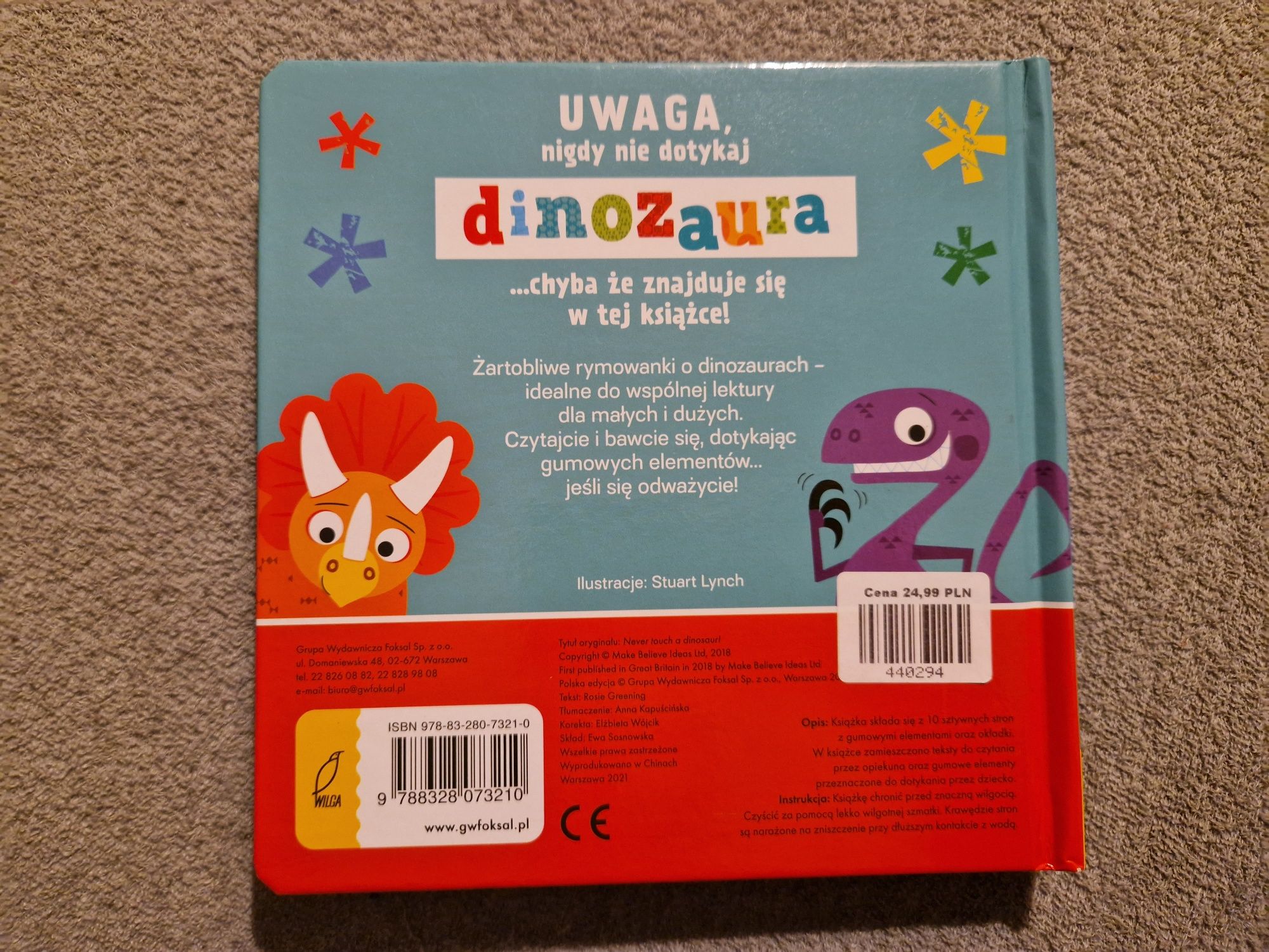 Książeczka dotykowa dla dzieci Dinozaury