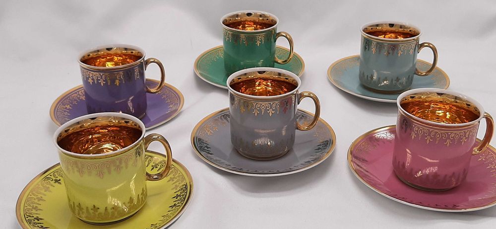 Komplet filiżanki porcelana złocona