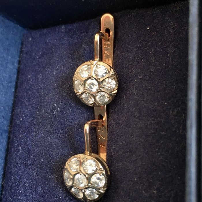 МЮЗ/КЮЗ серьгис бриллиантами(бриллиант, діаманти) малинка