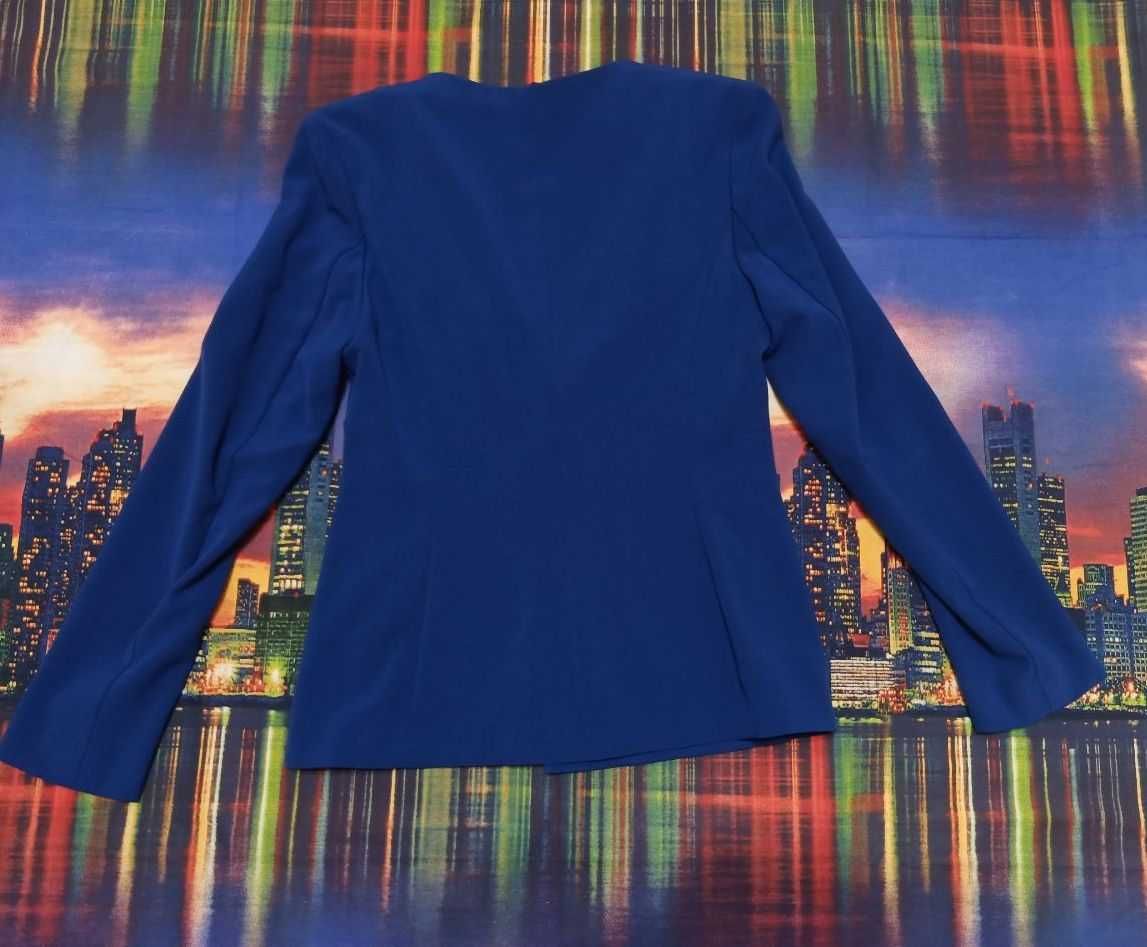 Піджак жіночий синій базовий без карманів гудзиків довгий з карманами