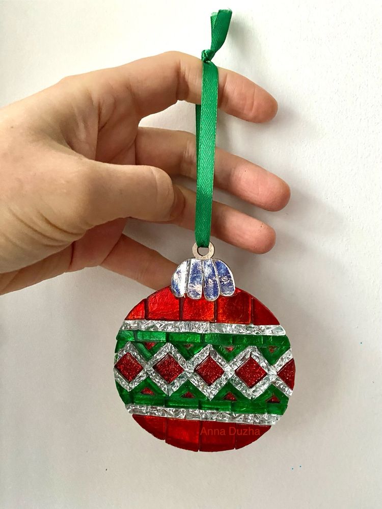 Новорічна іграшка, куля з мозаїки, ялинковий декор