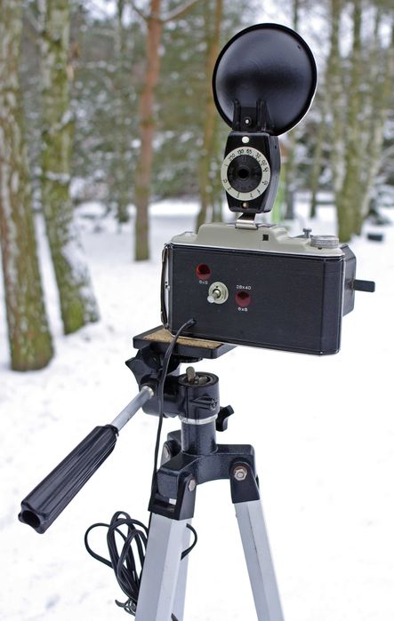 Unikatowa lampa led z aparatu mieszkowego Kodak, statyw do wyboru