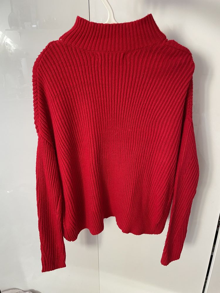 Czerwony ciepły sweter Amisu XS 34