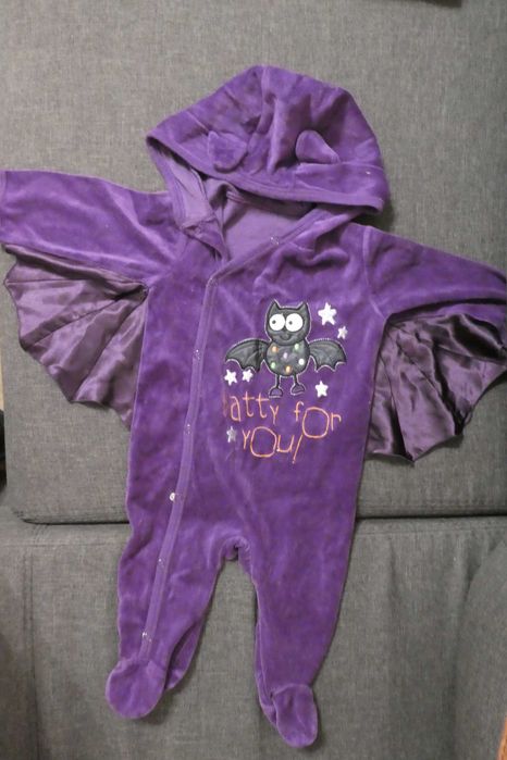 Ciepły welurowy pajacyk nietoperz ze skrzydłami rozm. 74