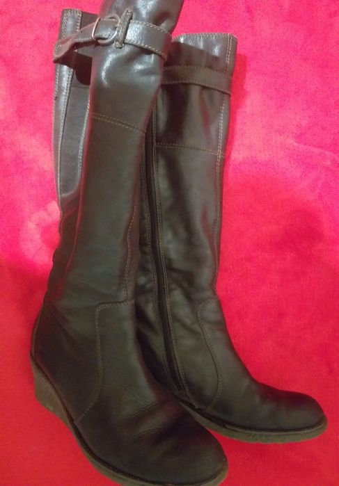 Шкіряні зимові чоботи 40 р. Єврозима. Нат. шкіра. Танкетка. Сапоги