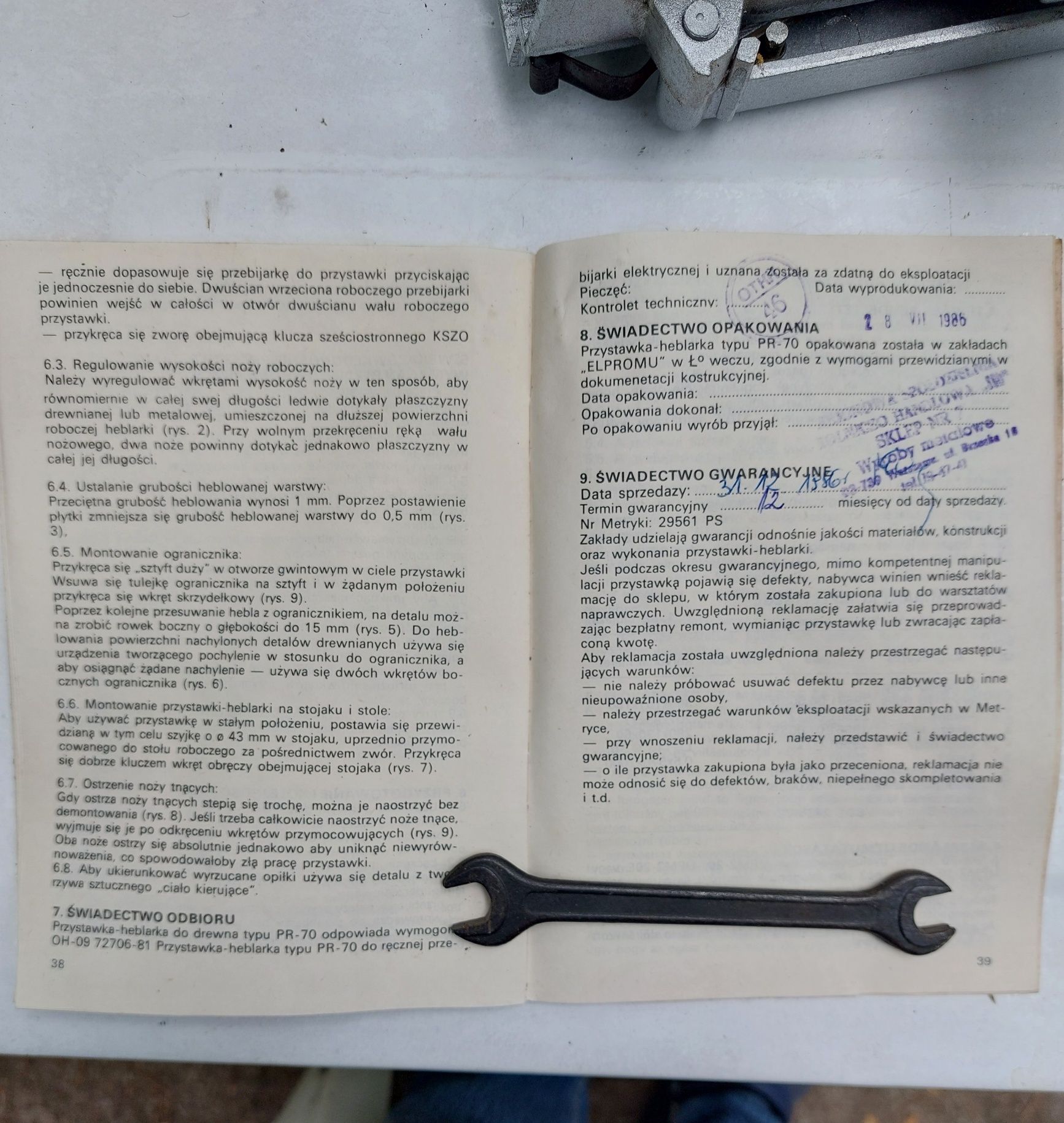 Przystawka heblarka do drewna PR 70