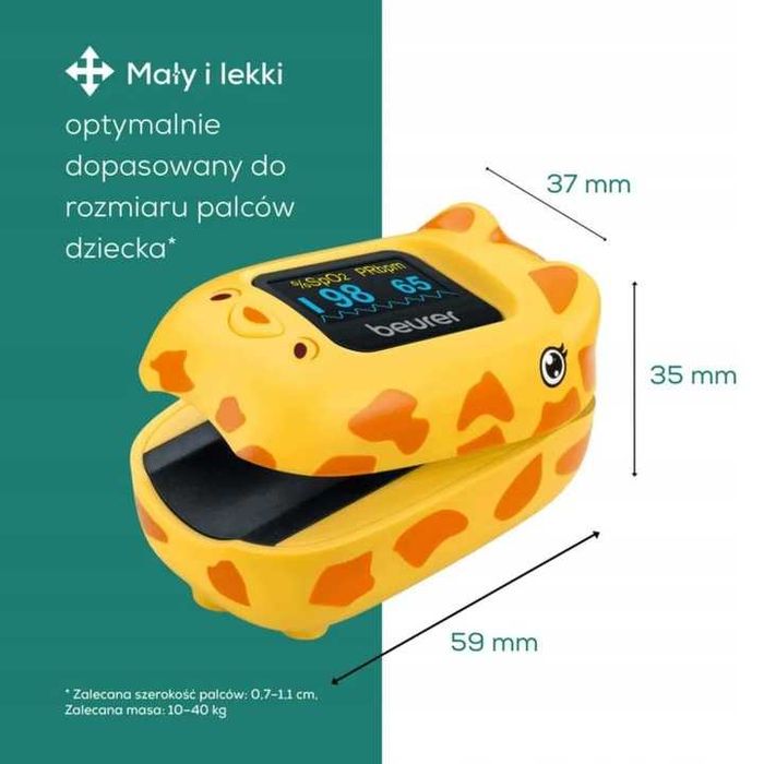 Pulsoksymetr dla dzieci oryginalny BEURER – kolorowy czytelny ekran