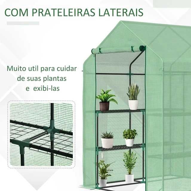 Estufa para Plantas com Prateleiras 143x138x190cm