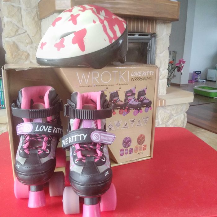 Wrotki dziecięce Enero Love Kitty rozmiar 30-33 kask gratis