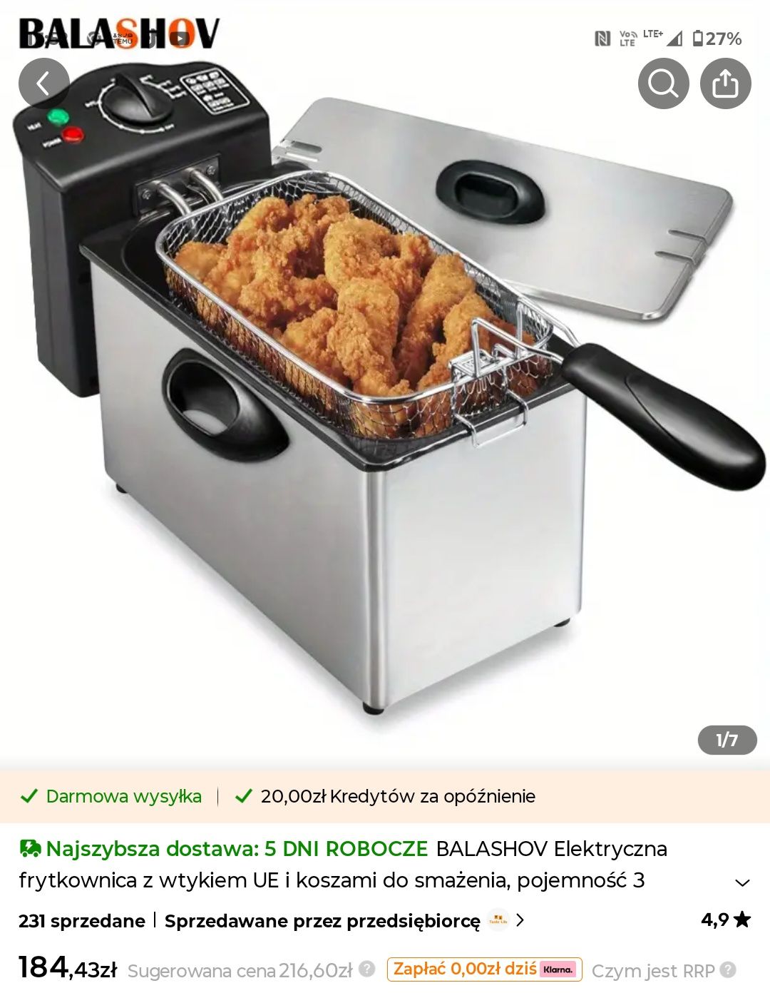 Frytkownica używana tylko raz