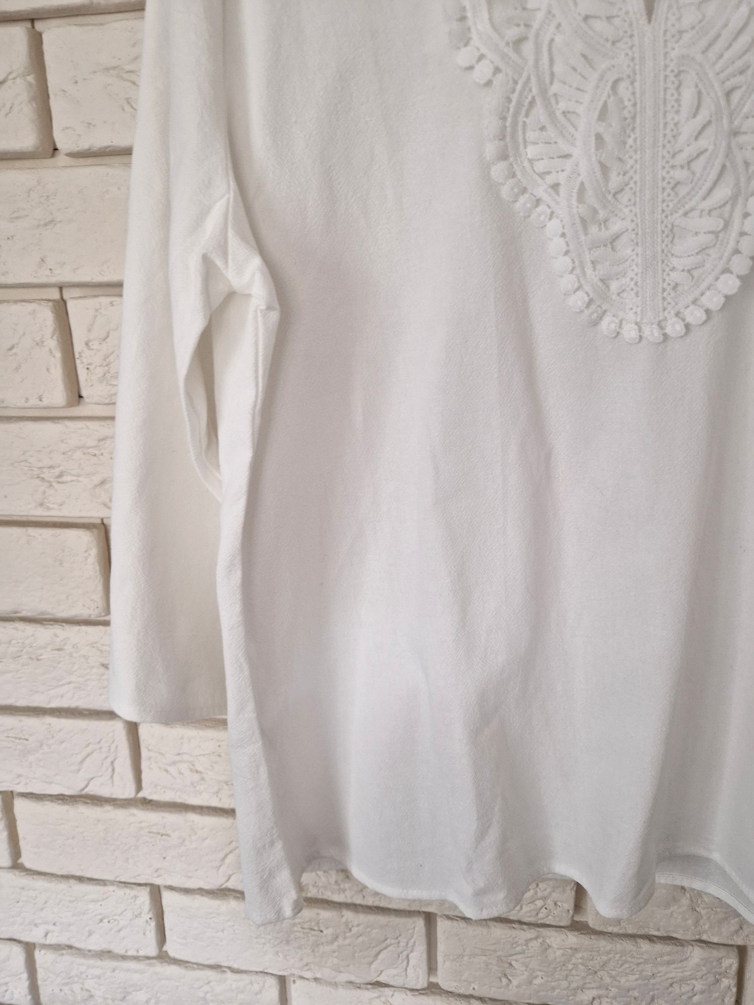 Haftowana biała bluzka koszula boho retro casual 100% bawełna 42 XL
