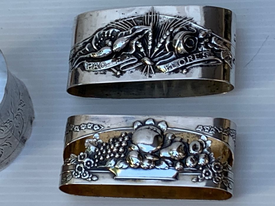 Lote ( 5 ) argolas de guardanapo em prata