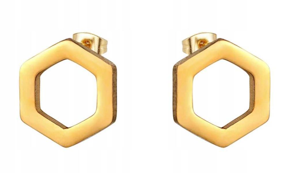 kolczyki złote PIĘCIOKĄT stal chirurgiczna 316l
