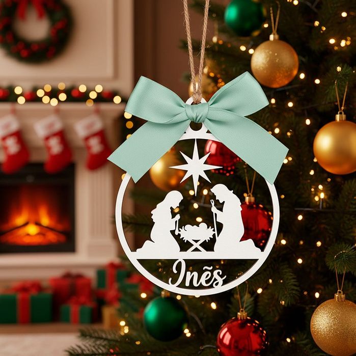 Bolas de Natal em Madeira Personalizadas com Nome – para Presente”