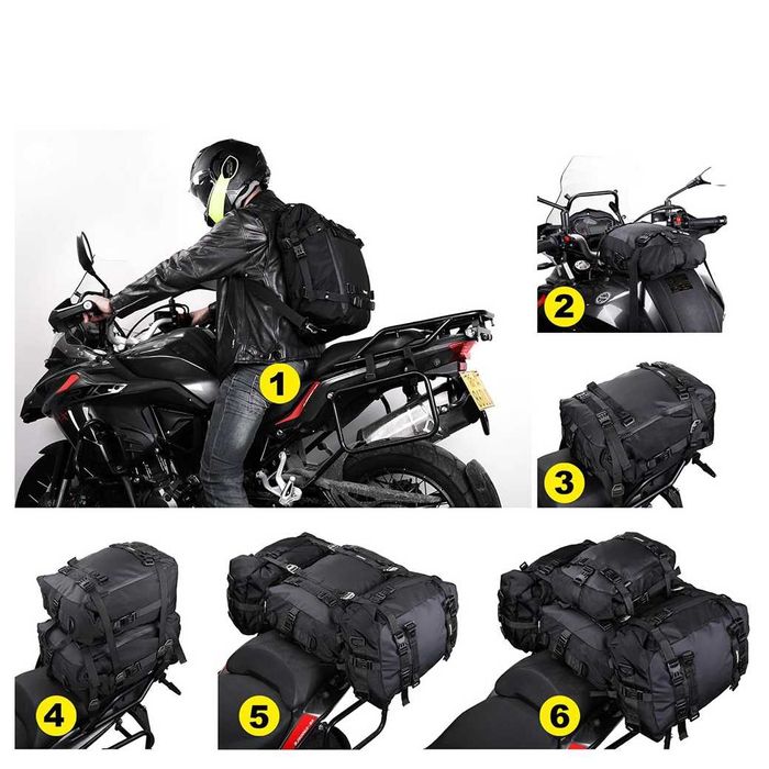 Bolsa Banco Traseiro Moto 10L/20L/30L - Impermeável Fixação por Fitas