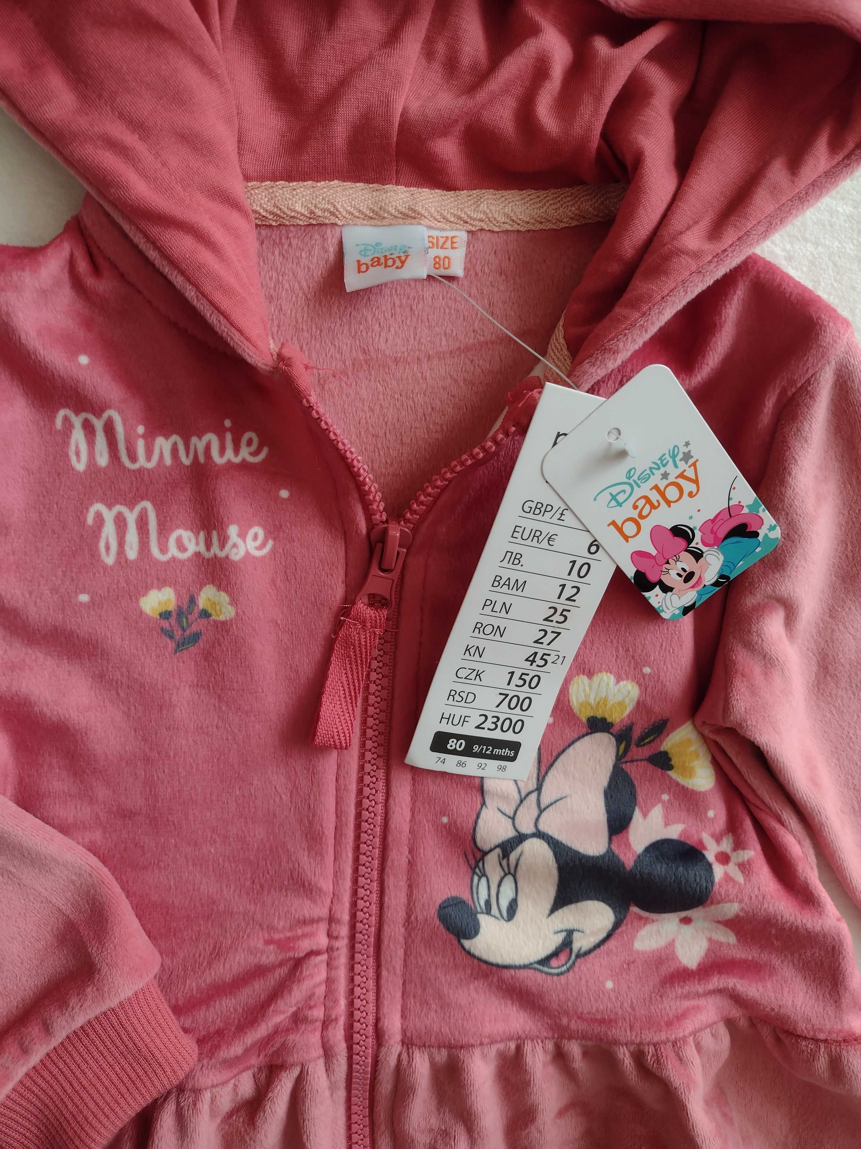 NOWA bluza dla dziewczynki z kapturem, r.80, Disney baby