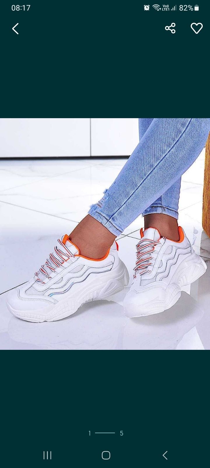 Sneakersy białe z pomarańczowym r 39