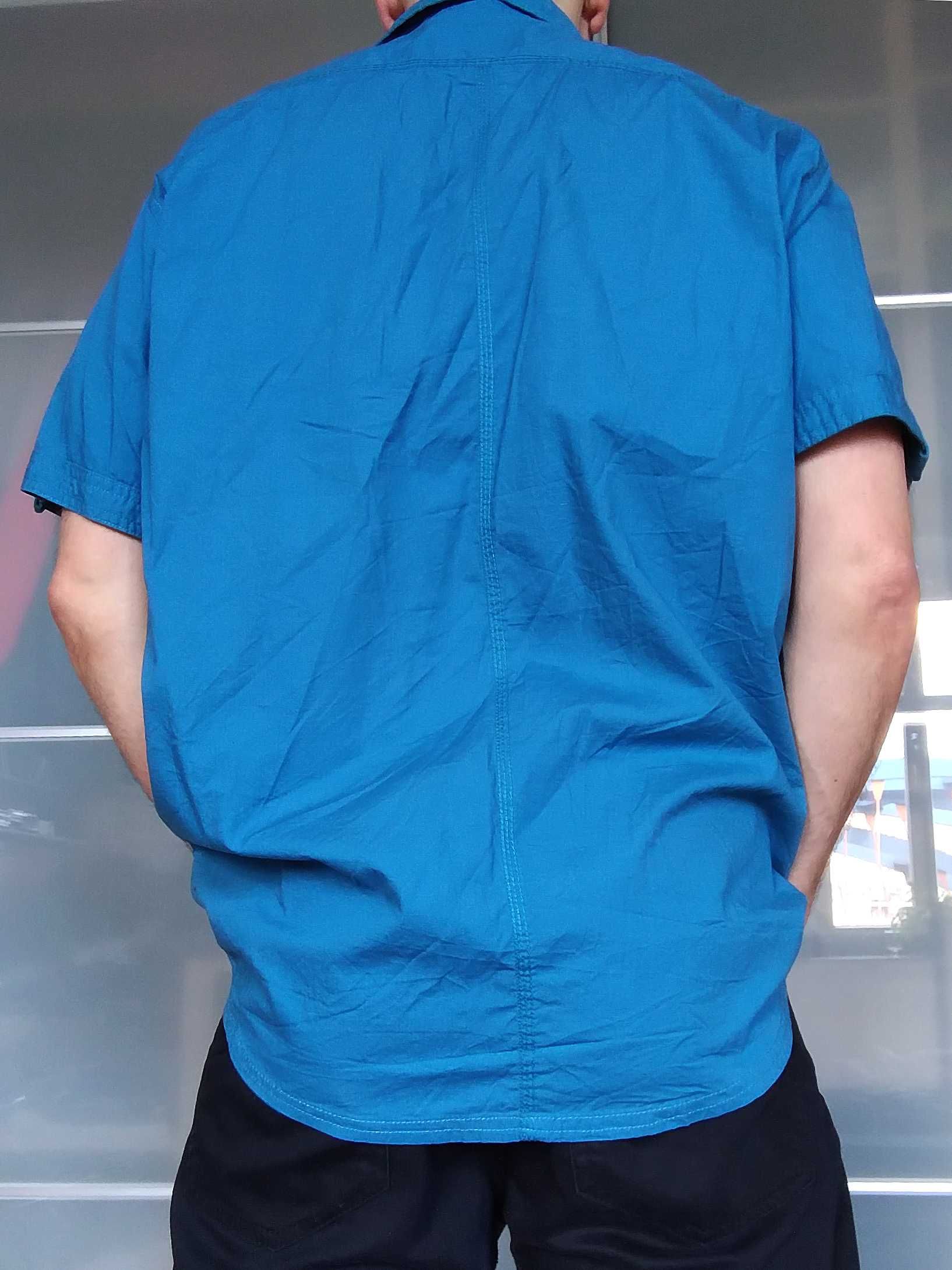 Niebieska koszula z krótkimi rękawami XL 43-44