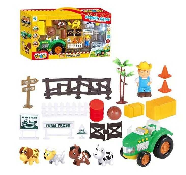 Игровой набор Весёлая Ферма, домашние животные +Трактор свет,звук.