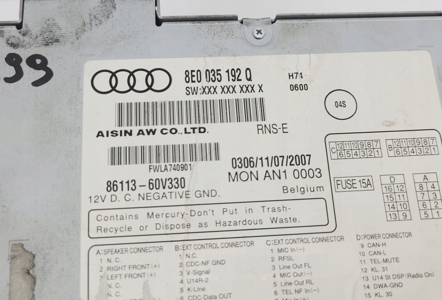 AUDI A4 B6 B7 RNS-E RADIO NAWIGACJA NAVI KOD MENU PL 8E0035192Q